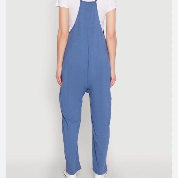 Sincerely Jules 2 piece French Terry Blue Overalls and Tee Sz: Lg Color: Lt Blue - Picture 2 of 11